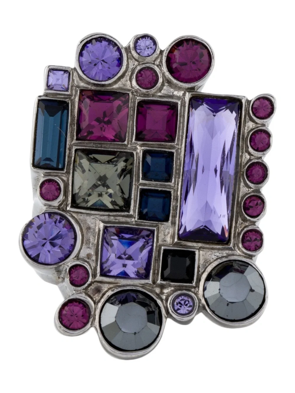 AUTH Christian Dior Orient Dream Purple Crystal Abstract Cocktail Statement Ring